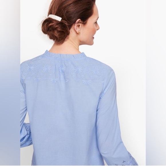 NWT Talbots Embroidered Eyelet Lace Poplin Popover Long Sleeve Scallop Ruffle XL - Picture 2 of 8